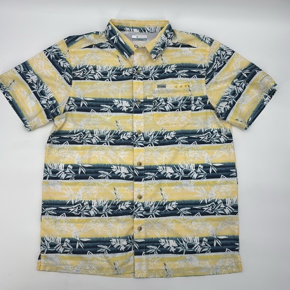 Columbia Men's PFG Omni-Shade Super Slack Tide Camp Shirt yellow/blue size M - Picture 6 of 12